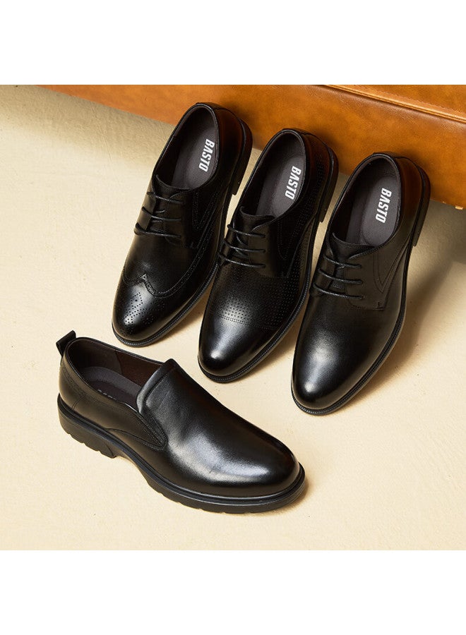 Basto Commuter Business Leather Shoes Comfortable Cowhide Men's Dress Shoes Wedding Shoes 25002am5 Black Size 41 - Image 4