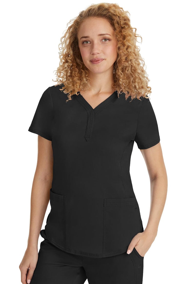 Healing Hands Scrub Tops for Women Two Pocket Y-Neck Womens Scrub Top Purple Label 2167 Jane Medium Black - Image 5