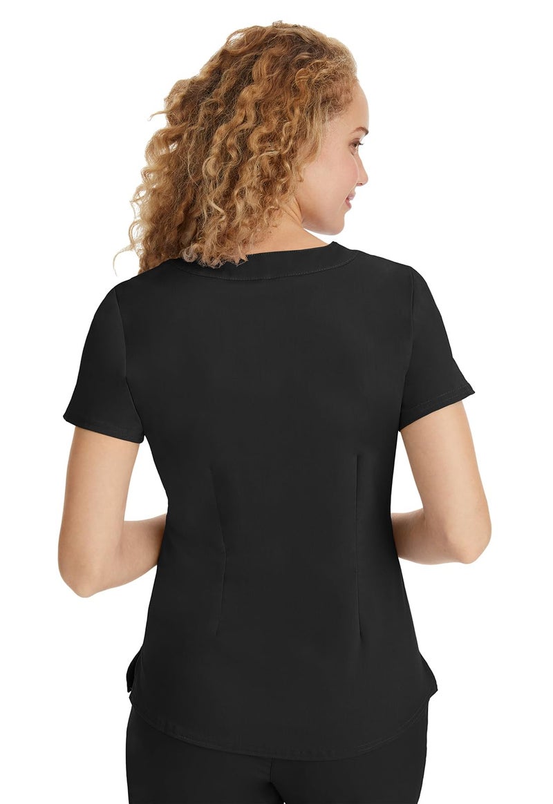 Healing Hands Scrub Tops for Women Two Pocket Y-Neck Womens Scrub Top Purple Label 2167 Jane Medium Black - Image 4