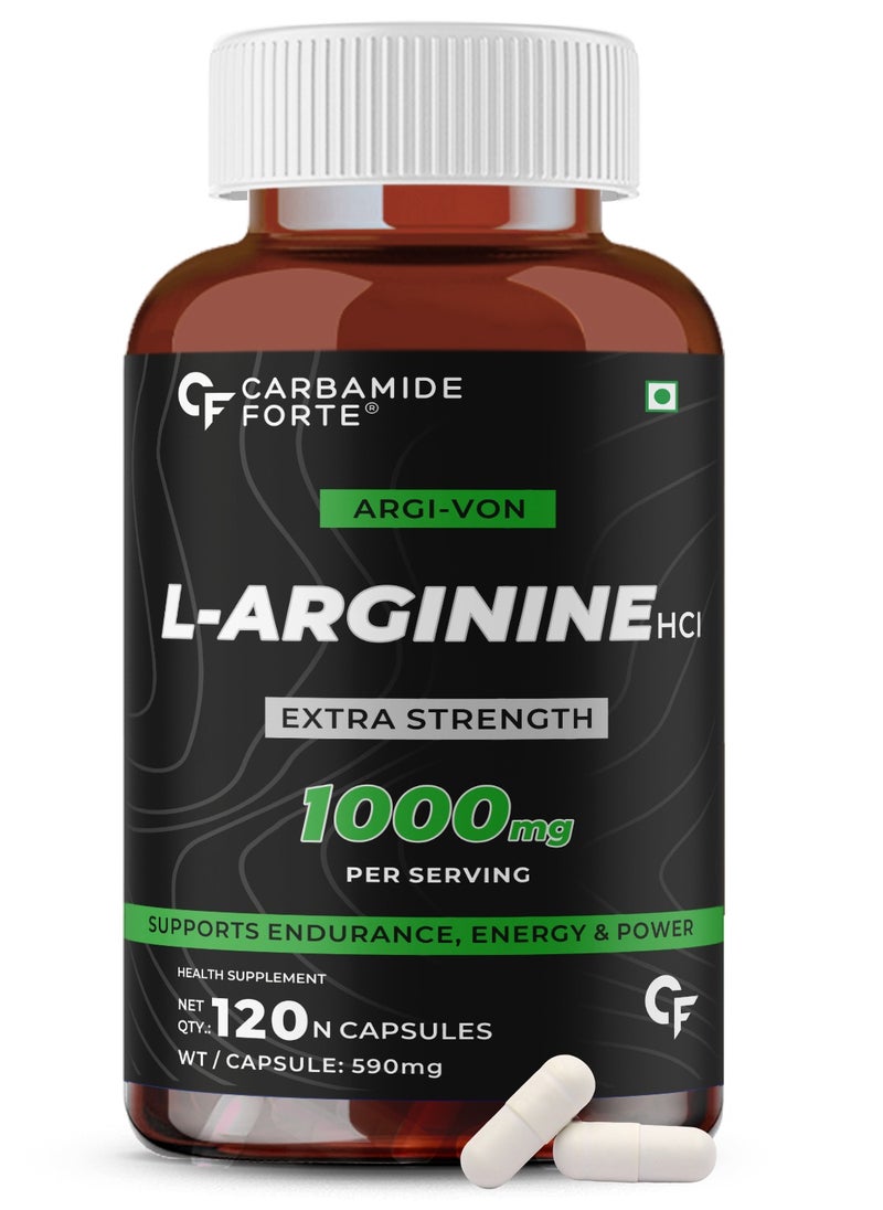 CARBAMIDE FORTE L Arginine 1000Mg Supplement Per Serving 120 Veg Capsules Wt/Capsule 590Mg  - Image 1