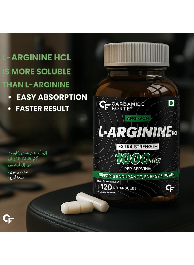 CARBAMIDE FORTE L Arginine 1000Mg Supplement Per Serving 120 Veg Capsules Wt/Capsule 590Mg - Image 4