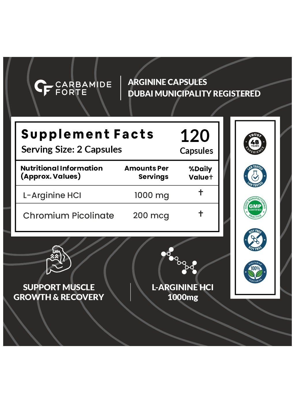 Carbamide Forte L Arginine 1000mg Supplement 590mg Veg Capsules 120'S