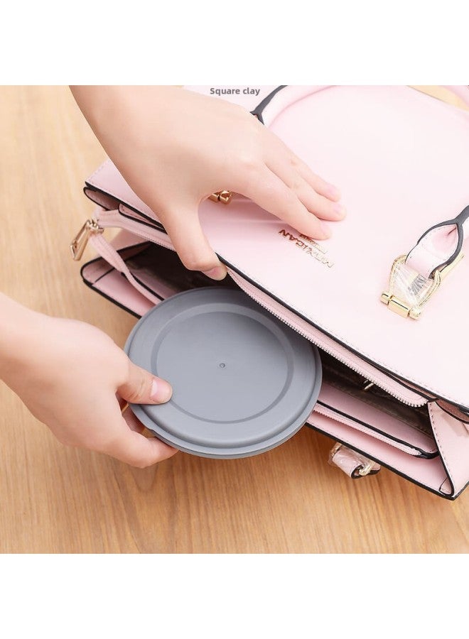 Folding Bowl Portable Retractable Outdoor Compression Travel Travel Wild Tableware Baby Picnic Anti-fall Lunch Box Wholesale-Specifications:Pink - Large Bowl, Free Stainless Steel Fork + Storage Bag  - Image 5