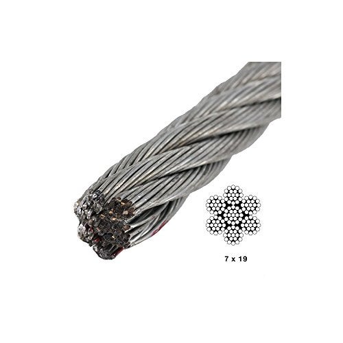 KingChain 504711 1/8-inch x 50 ft Galvanised Steel 7 x 19 Aircraft Cable Metal Wire Rope Kit with 400 lb. Safe Working Load (Includes x4 1/8-inch Wire Rope Clips and x2 1/8-inch Wire Rope Thimbles) - Image 2