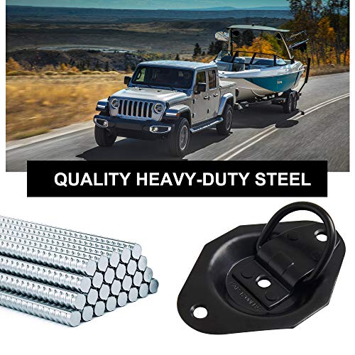 Lonffery 6 Pack Recessed D-Ring Tie Down Anchors (1200 lb. Capacity), Heavy Duty Kit for Tie Down Straps, Car, Cargo Truck Bed, Black - Image 2