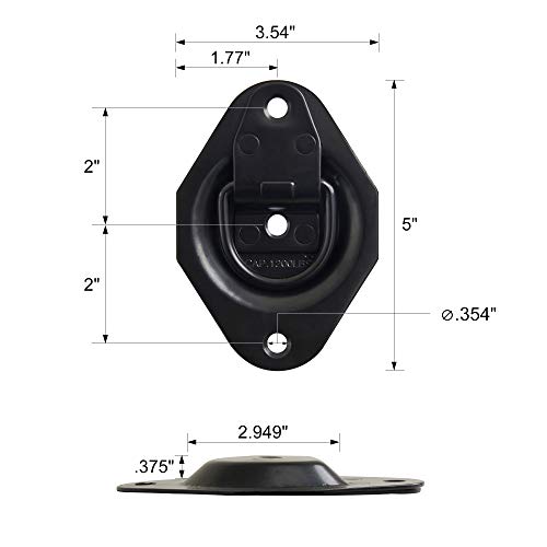 Lonffery 6 Pack Recessed D-Ring Tie Down Anchors (1200 lb. Capacity), Heavy Duty Kit for Tie Down Straps, Car, Cargo Truck Bed, Black - Image 4