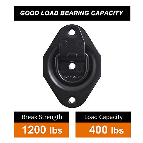 Lonffery 6 Pack Recessed D-Ring Tie Down Anchors (1200 lb. Capacity), Heavy Duty Kit for Tie Down Straps, Car, Cargo Truck Bed, Black - Image 3