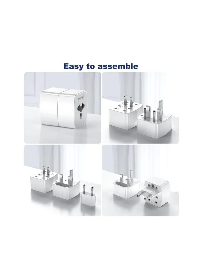 LDNIO Z4 Universal Plug Adapter ABS VO With UK/EU/US/AU Pin & 2 Universal Socket (6A) - White  - Image 4