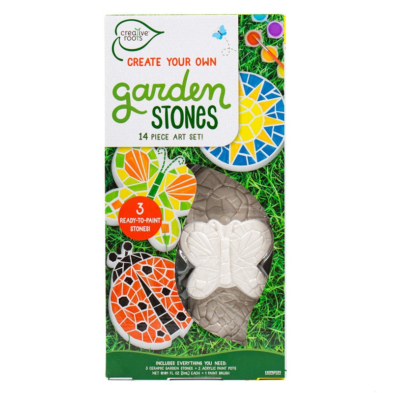 Creative Roots Paint Your Own Butterfly, Ladybug & Sun Stepping Stone by Horizon Group USA, 1 box of 3 count - Image 2