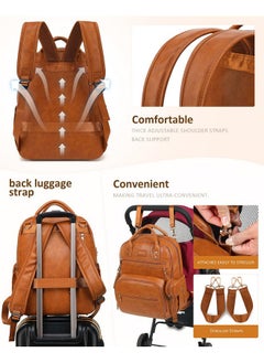 Vegan Leather Diaper Bag Backpack For Boy Girl With Changing Pad And Pacifier Case, Waterproof, Travel Baby Bag Backpack For Mom Dad, Perfect Baby Shower Gifts, Brown - pzsku/Z18983A3271522BEDCDB4Z/45/_/1735214621/69003d15-52c7-4a96-aca5-8d69fec82602