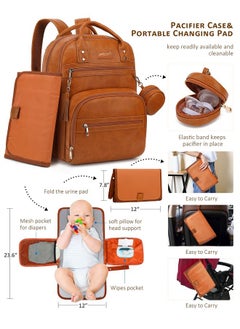 Vegan Leather Diaper Bag Backpack For Boy Girl With Changing Pad And Pacifier Case, Waterproof, Travel Baby Bag Backpack For Mom Dad, Perfect Baby Shower Gifts, Brown - pzsku/Z18983A3271522BEDCDB4Z/45/_/1735214625/daf8142a-8622-4d2b-ad0d-e69645aa55d0