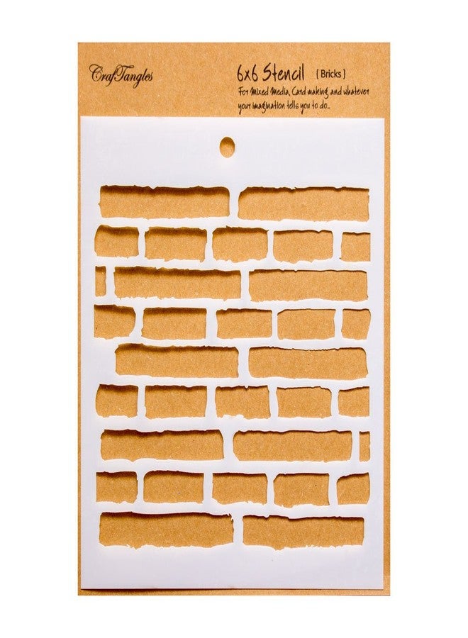 CrafTangles Art and Craft Stencil - Bricks, 6x6 inch, Reusable, use for DIY Painting on Canvas, Fabric, Cloth, Paper, Glass, Furniture, Wall, Mixed Media and Decoupage, 1Pc, CTCS18