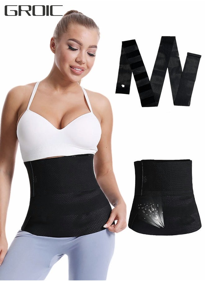 GROIC - Waist Trainer for Women Waist Trimmer Lower Belly Fat Waist Wrap with Tightness Adjustable & Non-Slip, Invisible Tummy Bandage Wrap Waist M - Image 1