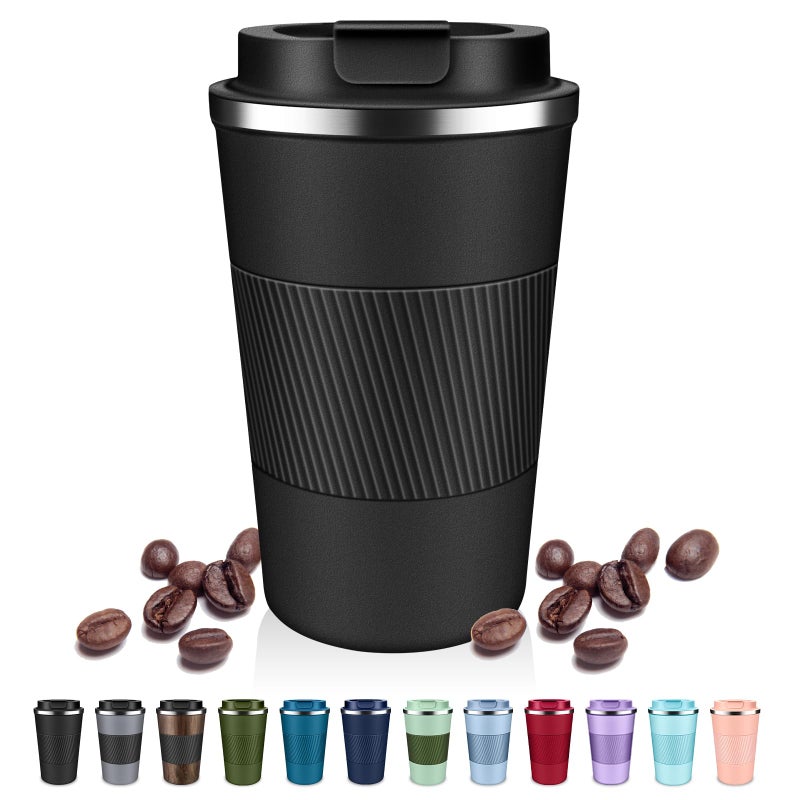 DUBUXW Insulated Coffee Tumblers with Flip Lid 12oz / 17oz, Stainless Steel Travel Coffee Mug Leak Proof, Vacuum Insulated Coffee Mug Reusable Cup, Keeps Cold and Hot for Coffee Tea - Image 1