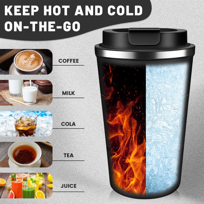 DUBUXW Insulated Coffee Tumblers with Flip Lid 12oz / 17oz, Stainless Steel Travel Coffee Mug Leak Proof, Vacuum Insulated Coffee Mug Reusable Cup, Keeps Cold and Hot for Coffee Tea - Image 5