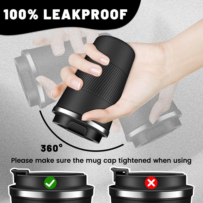 DUBUXW Insulated Coffee Tumblers with Flip Lid 12oz / 17oz, Stainless Steel Travel Coffee Mug Leak Proof, Vacuum Insulated Coffee Mug Reusable Cup, Keeps Cold and Hot for Coffee Tea - Image 3