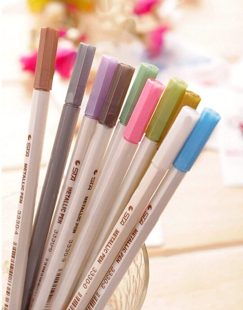 APOGO Metallic Marker Pens Scrapbook Pens for Black Paper, Arts and Crafts for Kids, Metallic Pens for Scrapbooking, Scrapbook Accessories, DIY Photo Album, Glass, Metal, Wood, Art Supplies - Image 2
