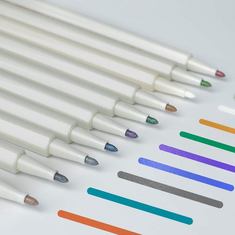 APOGO Metallic Marker Pens Scrapbook Pens for Black Paper, Arts and Crafts for Kids, Metallic Pens for Scrapbooking, Scrapbook Accessories, DIY Photo Album, Glass, Metal, Wood, Art Supplies - Image 5