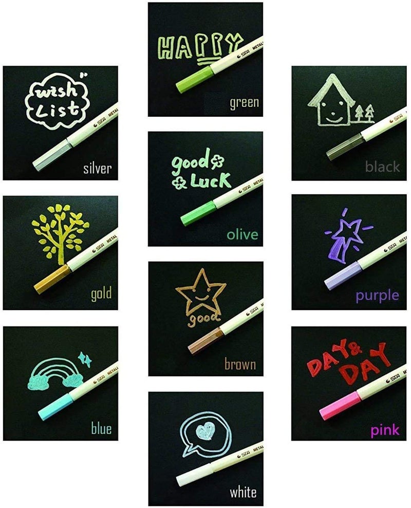 APOGO Metallic Marker Pens Scrapbook Pens for Black Paper, Arts and Crafts for Kids, Metallic Pens for Scrapbooking, Scrapbook Accessories, DIY Photo Album, Glass, Metal, Wood, Art Supplies - Image 4
