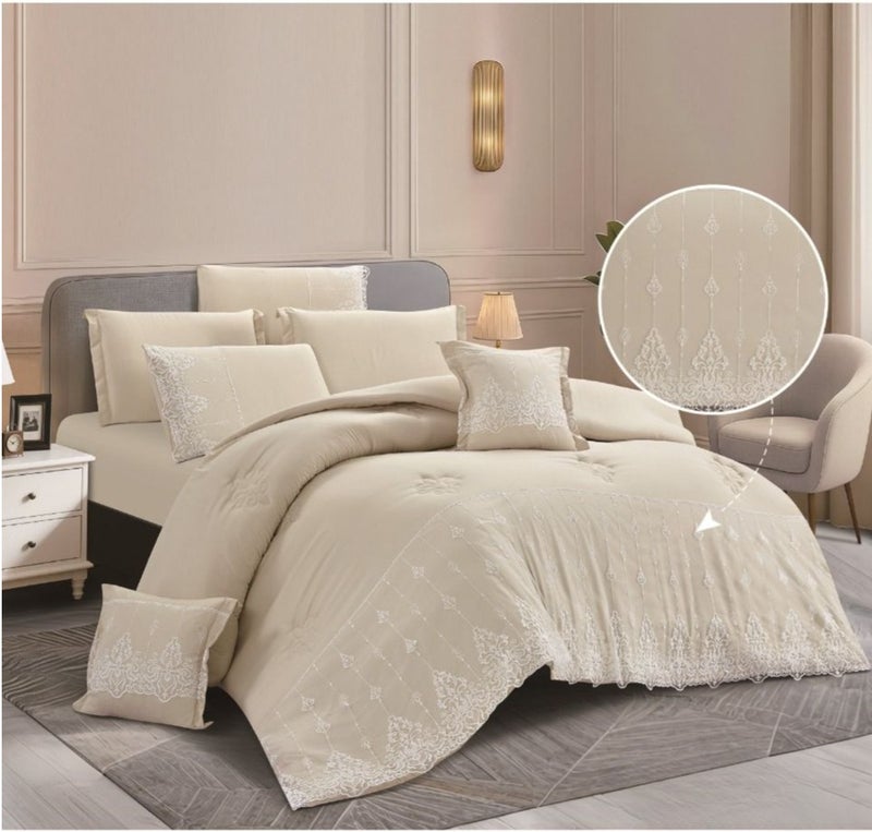 Microfiber double bed sheet set, 8 pieces… Luxurious softness with elegant embroidery to decorate your room