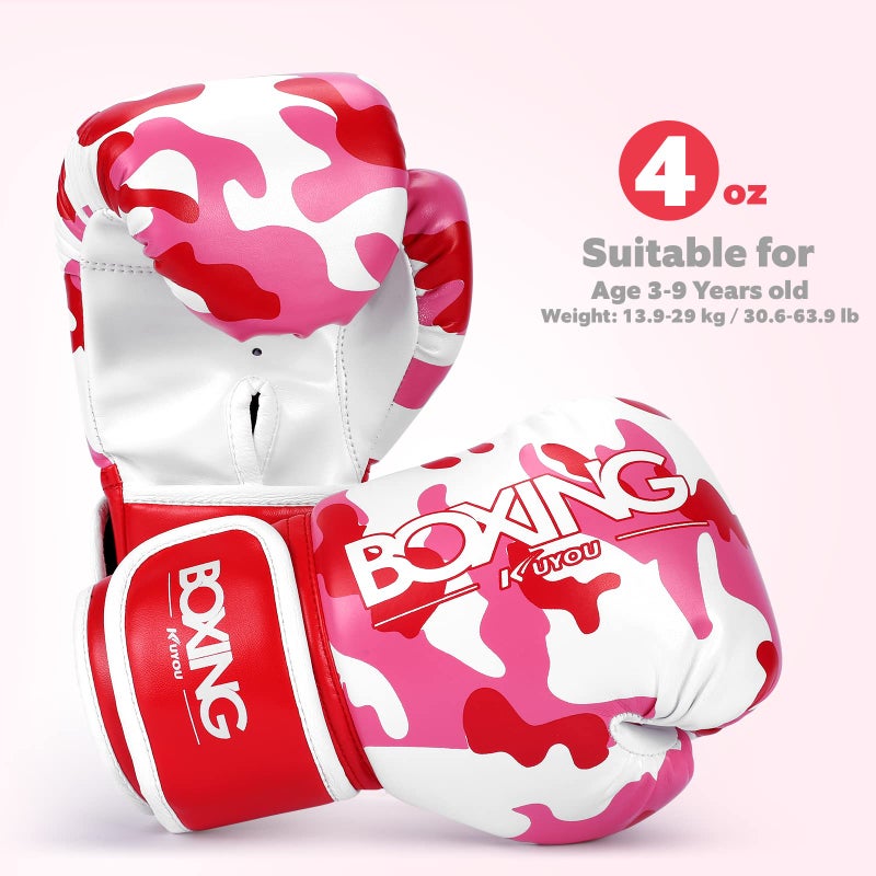 KUYOU Kids Boxing Gloves, Boxing Gloves for Children 3-9 Youth Boys Girls Toddler PU Cartoon Sparring Training Boxing Gloves for Punching Bag, Kickboxing, Muay Thai, MMA (Red) - Image 2