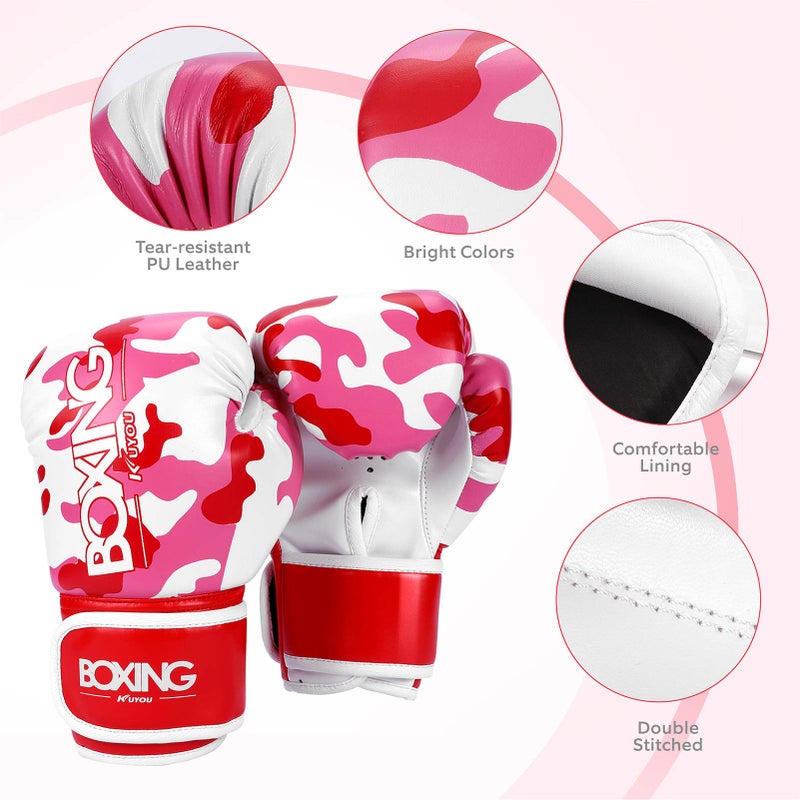 KUYOU Kids Boxing Gloves, Boxing Gloves for Children 3-9 Youth Boys Girls Toddler PU Cartoon Sparring Training Boxing Gloves for Punching Bag, Kickboxing, Muay Thai, MMA (Red) - Image 3