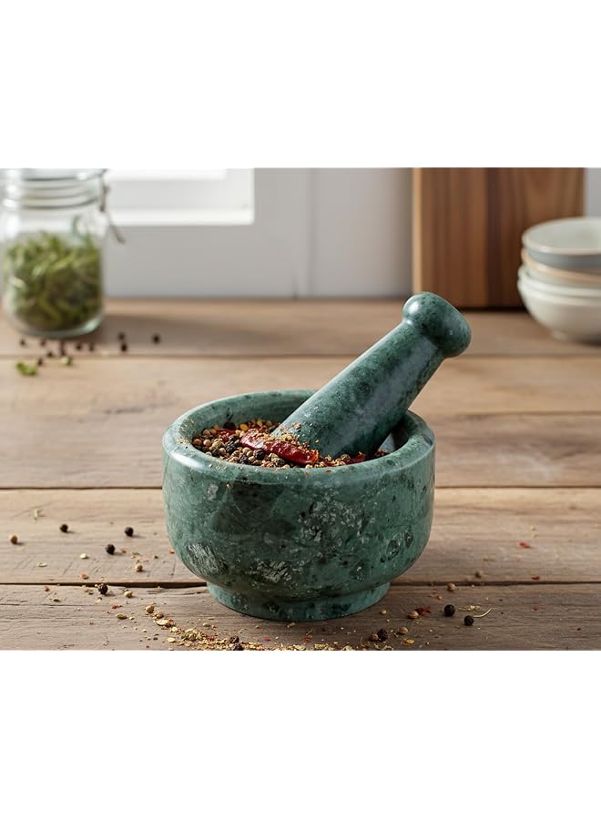 S-TOP 5" Diameter Natural Stone Mortar And Pestle Set As Spice Grinder, Medicine Masher - Okhli & Musal - Image 1