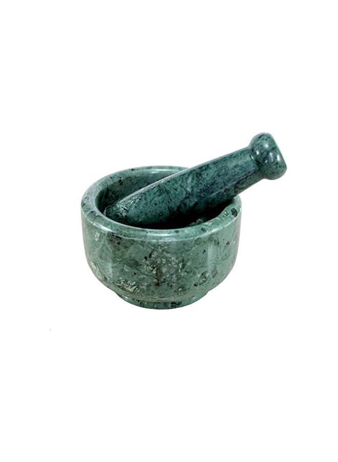 S-TOP 5" Diameter Natural Stone Mortar And Pestle Set As Spice Grinder, Medicine Masher - Okhli & Musal - Image 2
