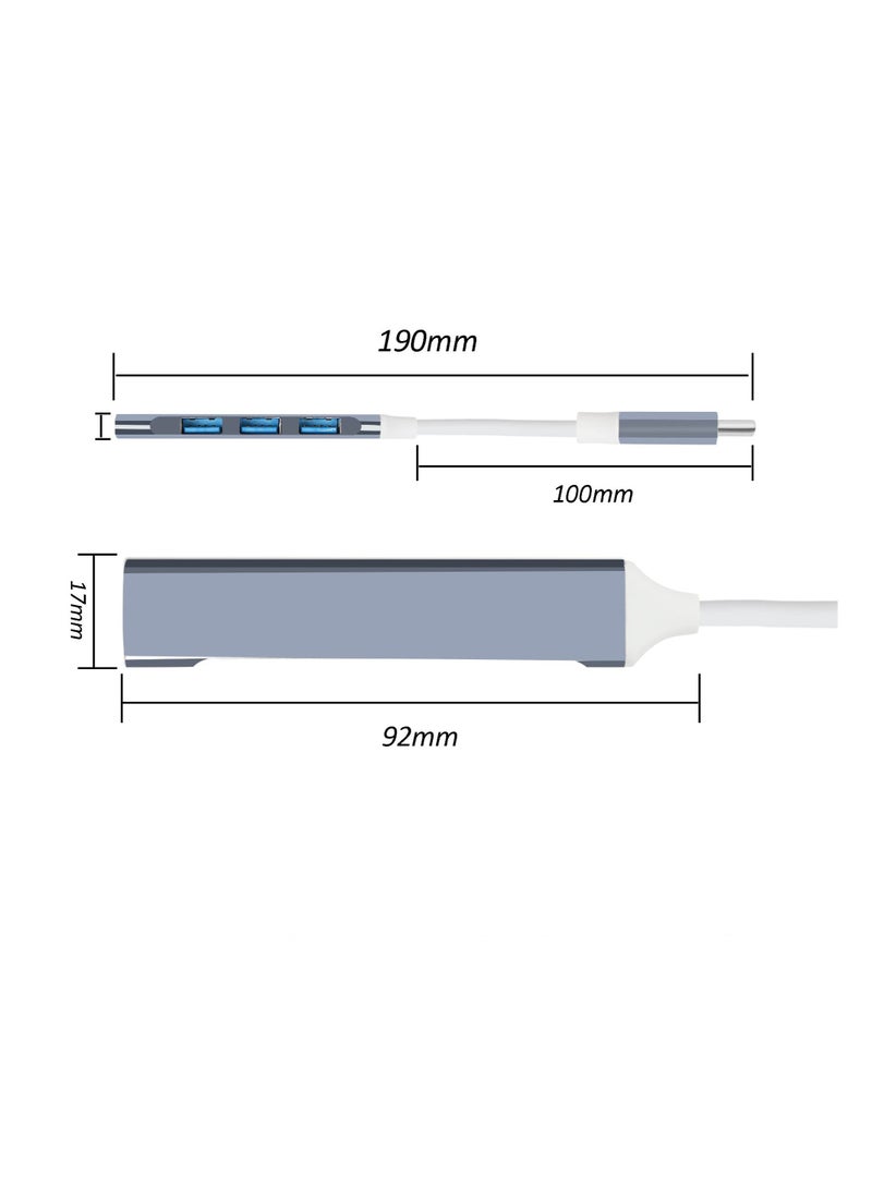 Excefore USB 3.0 Hub, Splitter Mini C Hub Extensions, Ultra-Slim Data for MacBook Pro/Air 2023, iMac, Surface Pro, XPS, PS5, PC, USB Flash Drive,Mobile HDD (Grey C) - Image 4