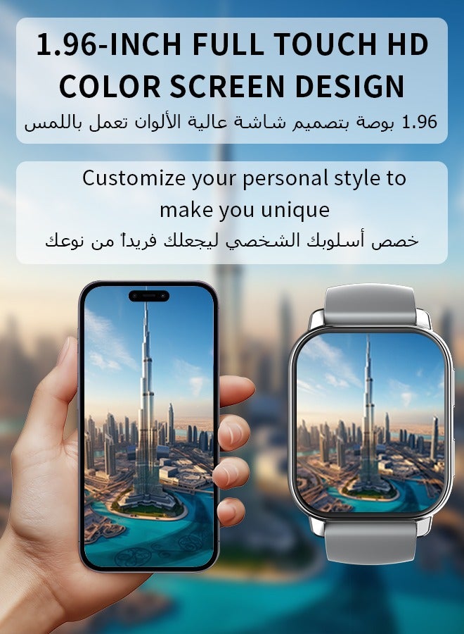 وابيك العلامة التجارية الكورية الجنوبية P5S ذكي ووتش ، ووتش الأعمال الذكية ، والمياه واقية من اللياقة البدنية ووتش ، بلوتوث المكالمات ، الرجال ووتش الذكية ، سبائك الزنك فراغ الطلاء ، ورصد معدل ضربات القلب ، السيدات ووتش الذكية الفضة - Image 3