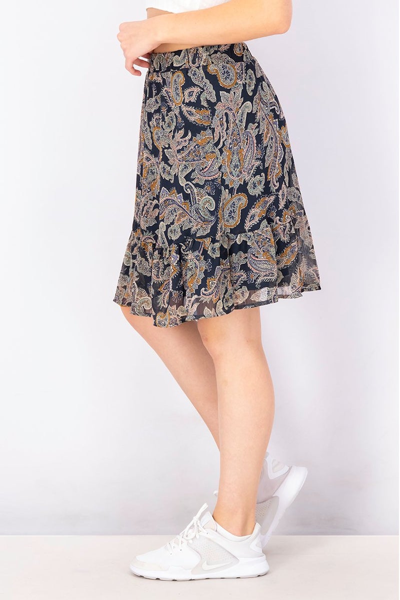 ESPRIT Women Allover Print Midi Skirt, Navy Combo - Image 4