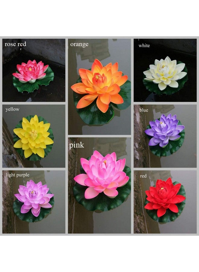 Aakriti Aakriti Artificial Plastic Multi-Colored Lotus with Leaf for Decoration 18 CM in Diameter Random Colours Pink/RED/Blue/Yellow(2 pcs)  - Image 5