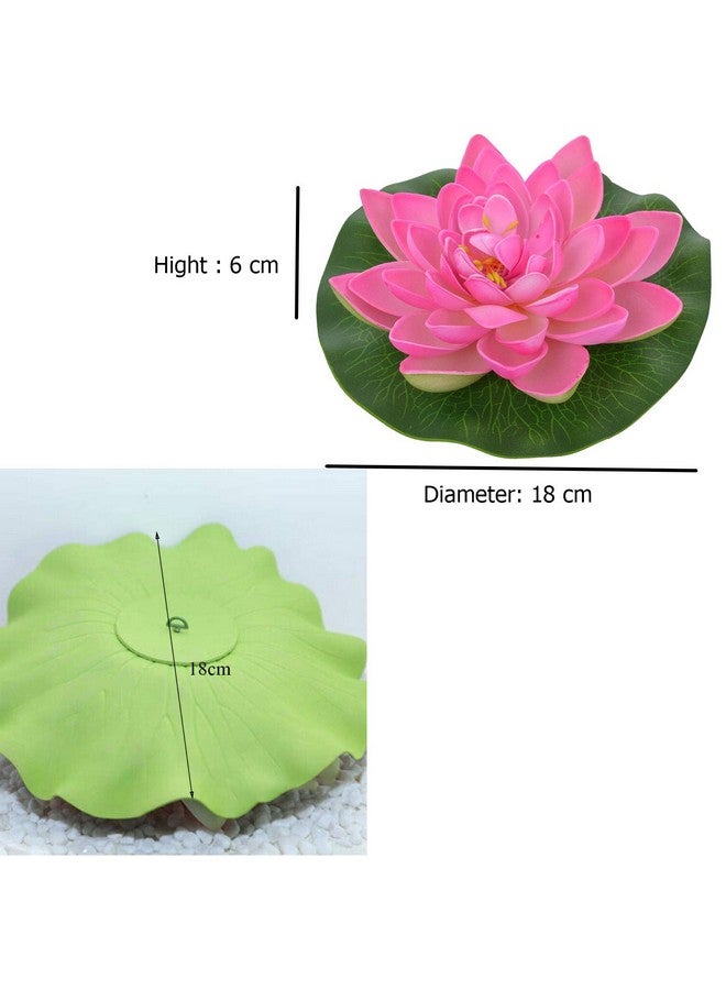 Aakriti Aakriti Artificial Plastic Multi-Colored Lotus with Leaf for Decoration 18 CM in Diameter Random Colours Pink/RED/Blue/Yellow(2 pcs)  - Image 2