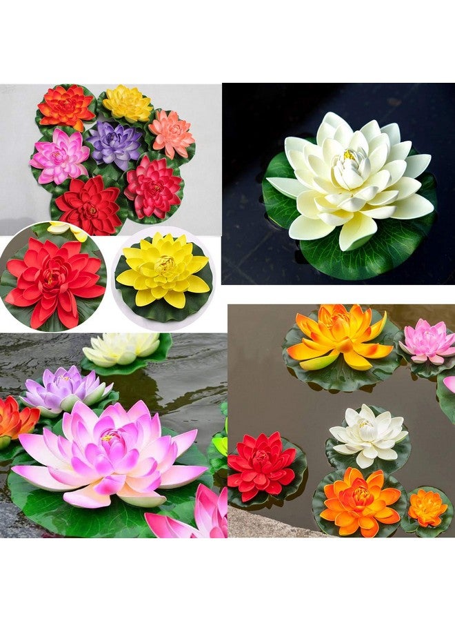 Aakriti Aakriti Artificial Plastic Multi-Colored Lotus with Leaf for Decoration 18 CM in Diameter Random Colours Pink/RED/Blue/Yellow(2 pcs)  - Image 4