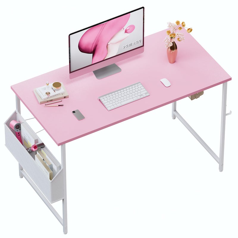 Pamray 47 Inch Computer Desk for Small Spaces with Storage Bag, Home Office Work Desk with Headphone Hook, Small Office Desk Study Writing Table - Image 1
