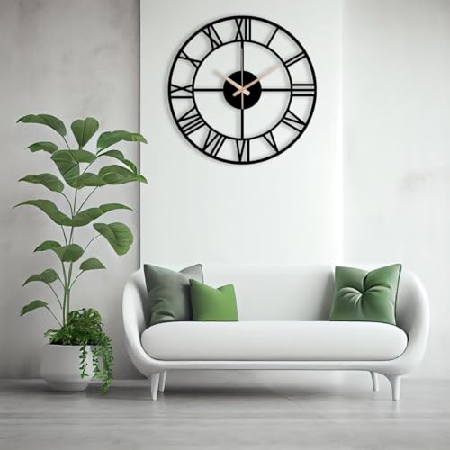 Nubilous Large World Map Wall Clock, Metal Minimalist Modern Clock, Round Silent Non-Ticking Battery Operated Wall Clocks for Living Room / Home /Kitchen /Bedroom /Office/School Decor (Black(DA-129), 50CM) - Image 3