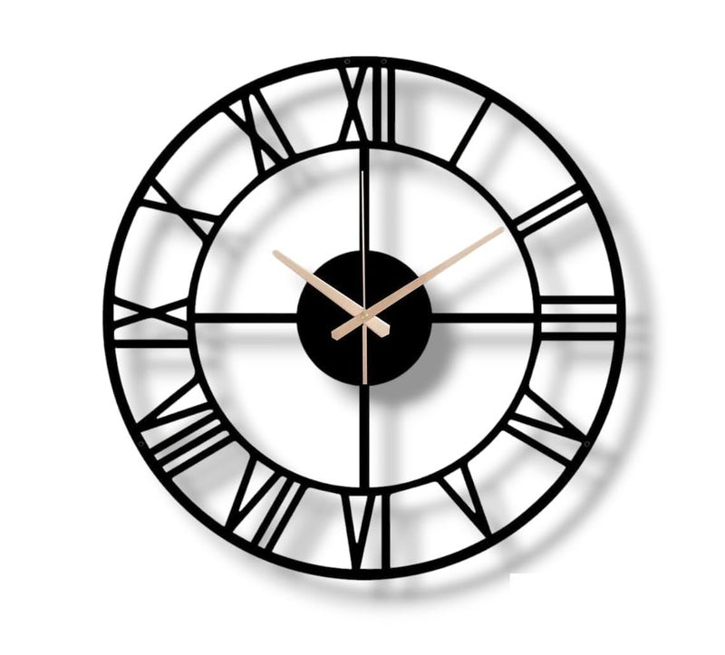 Nubilous Large World Map Wall Clock, Metal Minimalist Modern Clock, Round Silent Non-Ticking Battery Operated Wall Clocks for Living Room / Home /Kitchen /Bedroom /Office/School Decor (Black(DA-129), 50CM) - Image 1