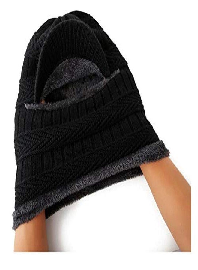 Zacharias Men's Woolen Cap with Neck Muffler/Neckwarmer Pack of 1 (Black; Free Size) - Image 5