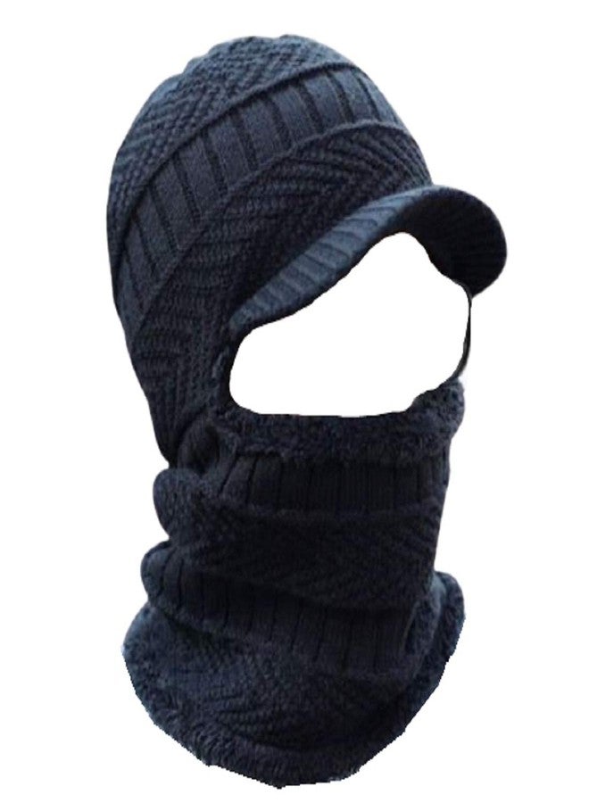 Zacharias Men's Woolen Cap with Neck Muffler/Neckwarmer Pack of 1 (Black; Free Size) - Image 1