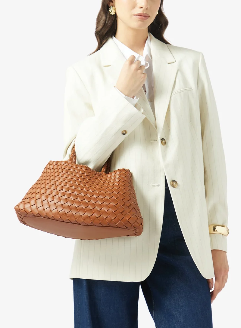 Woven Textured Detail Tote Bag