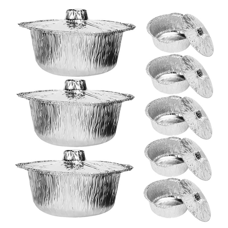 Disposable Aluminum Foil Pans with Lids 8 Pack Microwavable for Baking Air Frying BBQ - Image 2