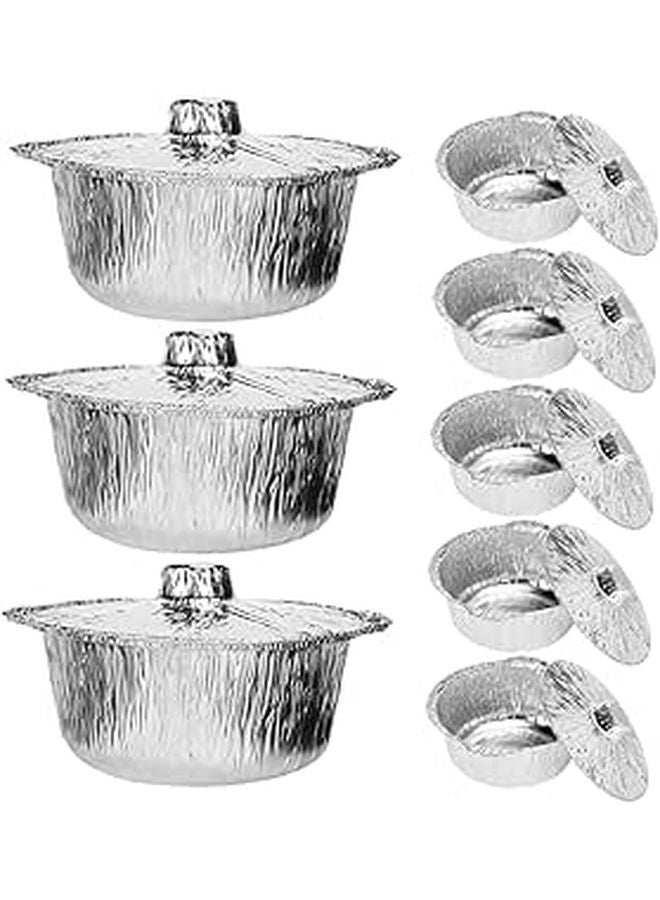 Disposable Aluminum Foil Pans with Lids 8 Pack Microwavable for Baking Air Frying BBQ - Image 1