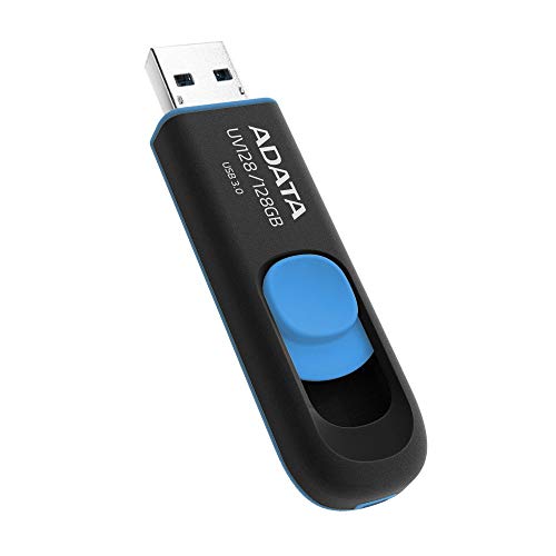 ADATA UV128 128GB USB 3.0 Retractable Capless Flash Drive, Blue (AUV128-128G-RBE) - Image 5