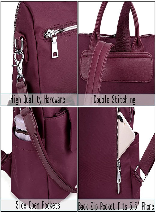 UTO حقيبة ظهر نسائية UTO 3 طرق قماش أكسفورد مقاوم للماء نايلون حقيبة كتف للسيدات حمراء - Image 4