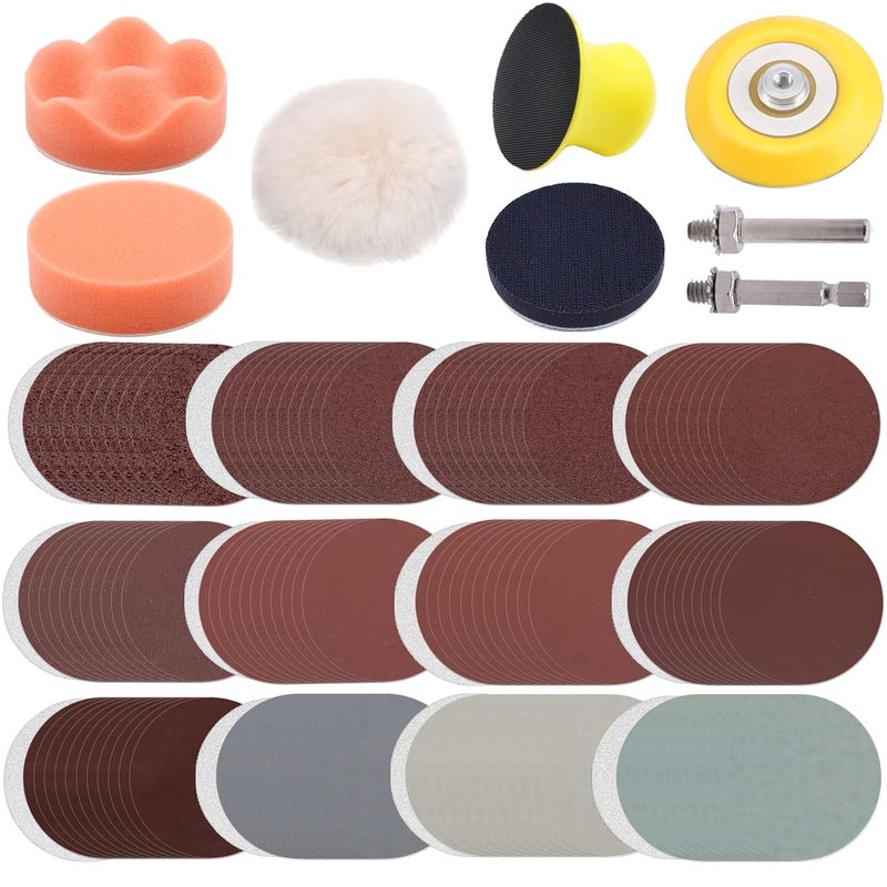 CKFCXC 127pcs Sandpaper 3inch Sanding Disc 40-7000 Grit with Hand Sanding Block,1/4" Shank Backer Plate, Polishing Pads, and Interface Pad for Drill Grinder Rotary Tools Attachment - Image 1
