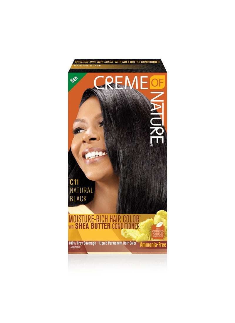 Creme of Nature Moisture Rich Liquid Hair Color by Creme of Nature C11 Natural Black with Shea Butter Conditioner 1 Application 
