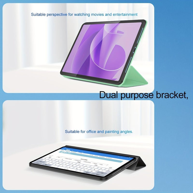 علبة لجهاز Lenovo Idea Tab Plus اللوحي، باللون الأسود، بقاعدة غير مغناطيسية مع لوحة تثبيت، بلون خالص، بسيط وجوي، مع شعور جيد عند اللمس. - Image 5