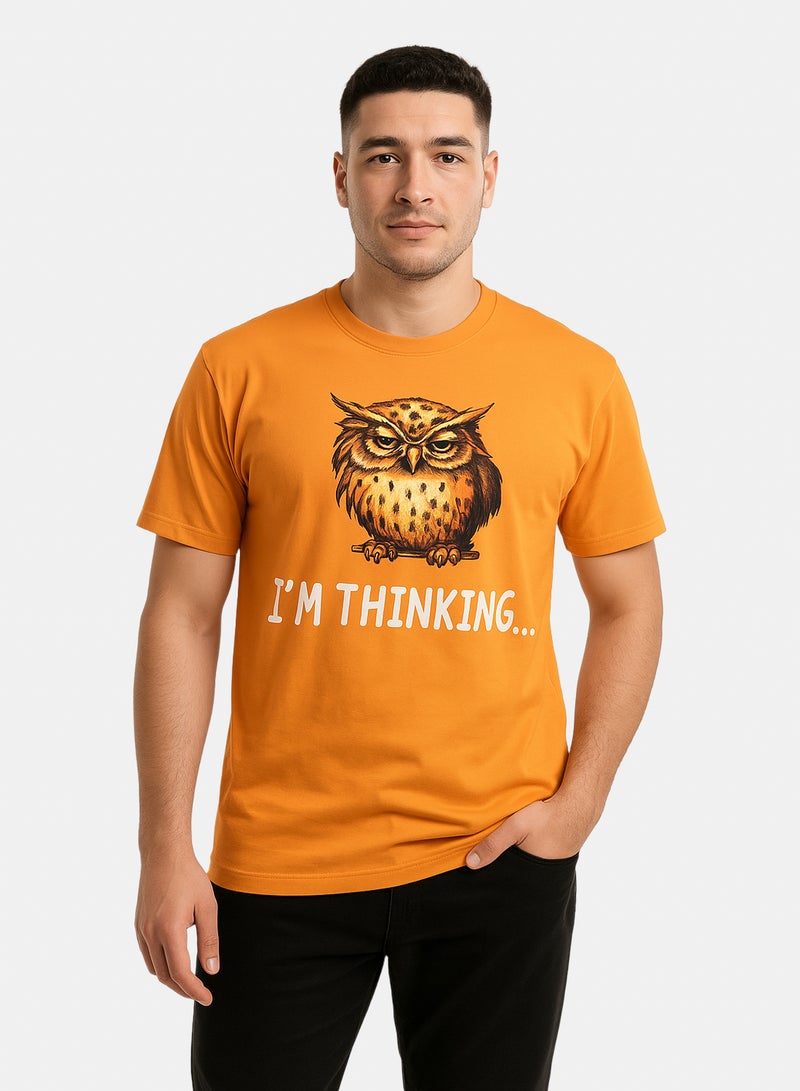 OWL T-shirt 'I'm thinking...' Orange - Image 2