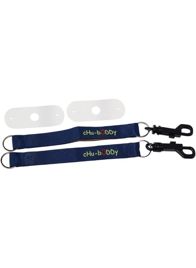 CHU-BUDDY Embroidered Chewy Holder Set (2), 2 embroidered navy tether-bracelets  2 natural straps - Image 1