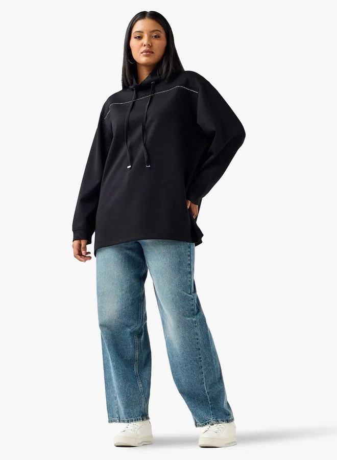 Ulla Popken Ulla Popken Relaxed Fit Sweatshirt with Embellishment